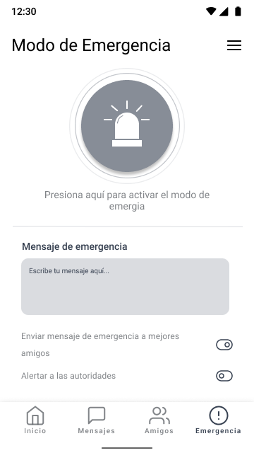 Mid-fi: emergency mode