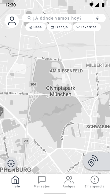 Mid-fi: home / map screen